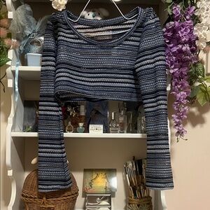 Striped Long Sleeve Crop Top